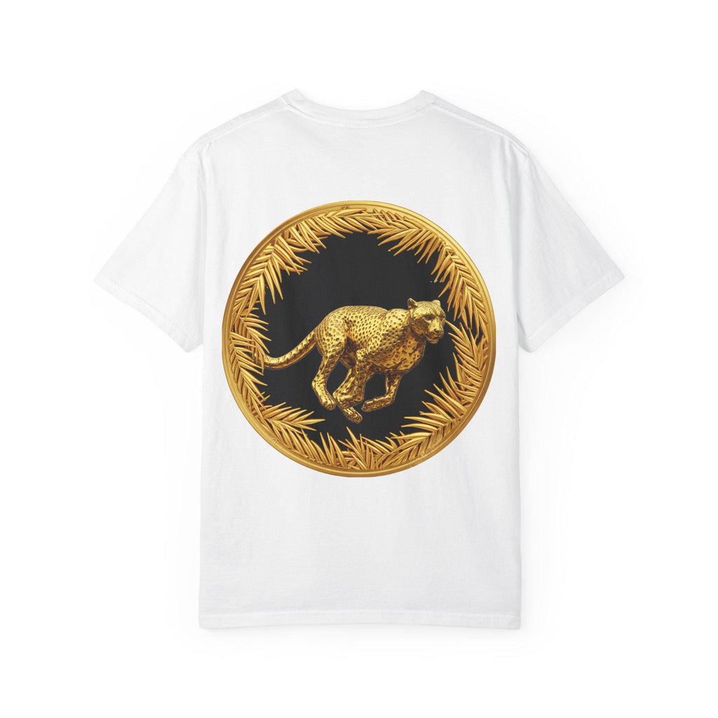 Gold Cheetah Attack Mode T-Shirt - Fierce Wildlife Design