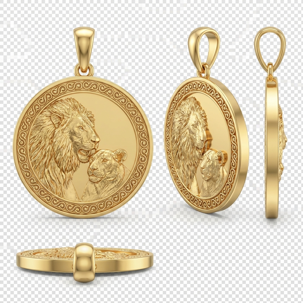 Lion and Lioness Pendant Necklace in Gold or Sterling Silver – Regal Wildlife Jewelry Symbolizing Strength, Love & Family