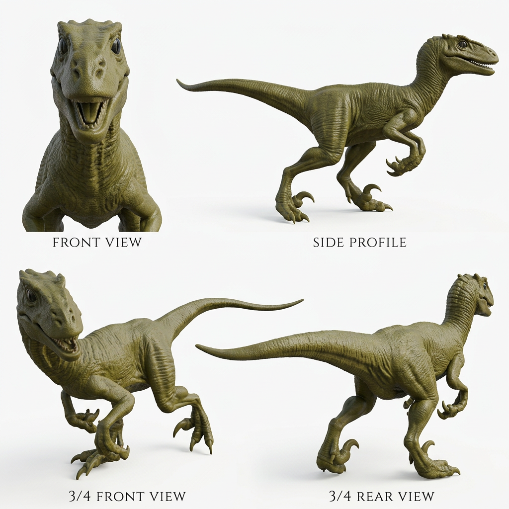 Velociraptor 3D Model – Dinosaur Sculpture | PLA / Smooth Nylon | Detailed Prehistoric Display Model | 130mm Collectible