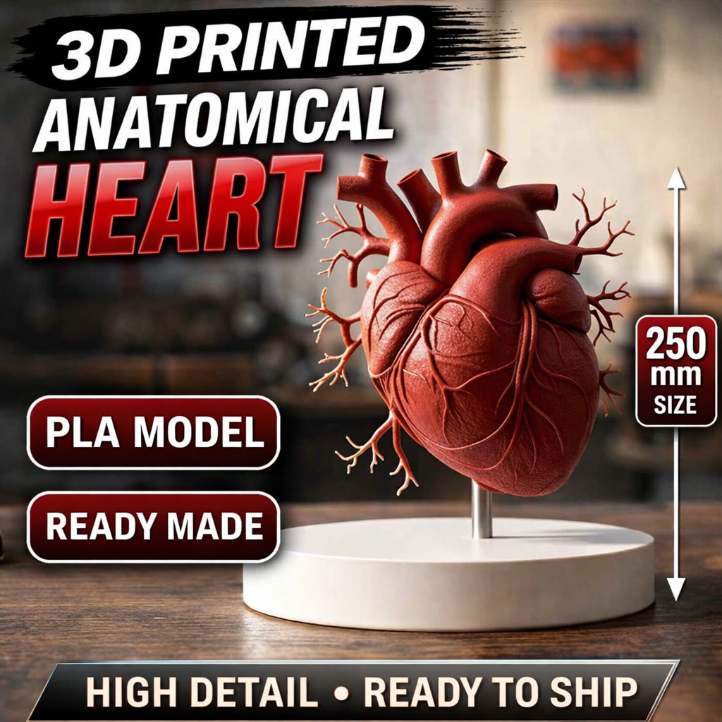 Anatomical Heart Model 250mm, Realistic Human Heart Sculpture, 3D Printed PLA, Medical Model, Anatomy Decor, Educational Gift