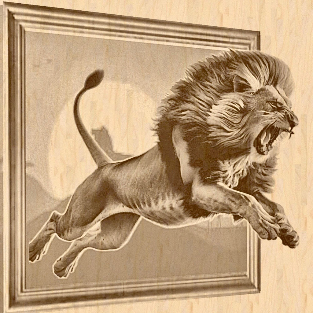 The Lions & Tigers 3D Effect jewellery in gold-tone finish by MokshaGoldSculptures, dramatic leaping beast design.