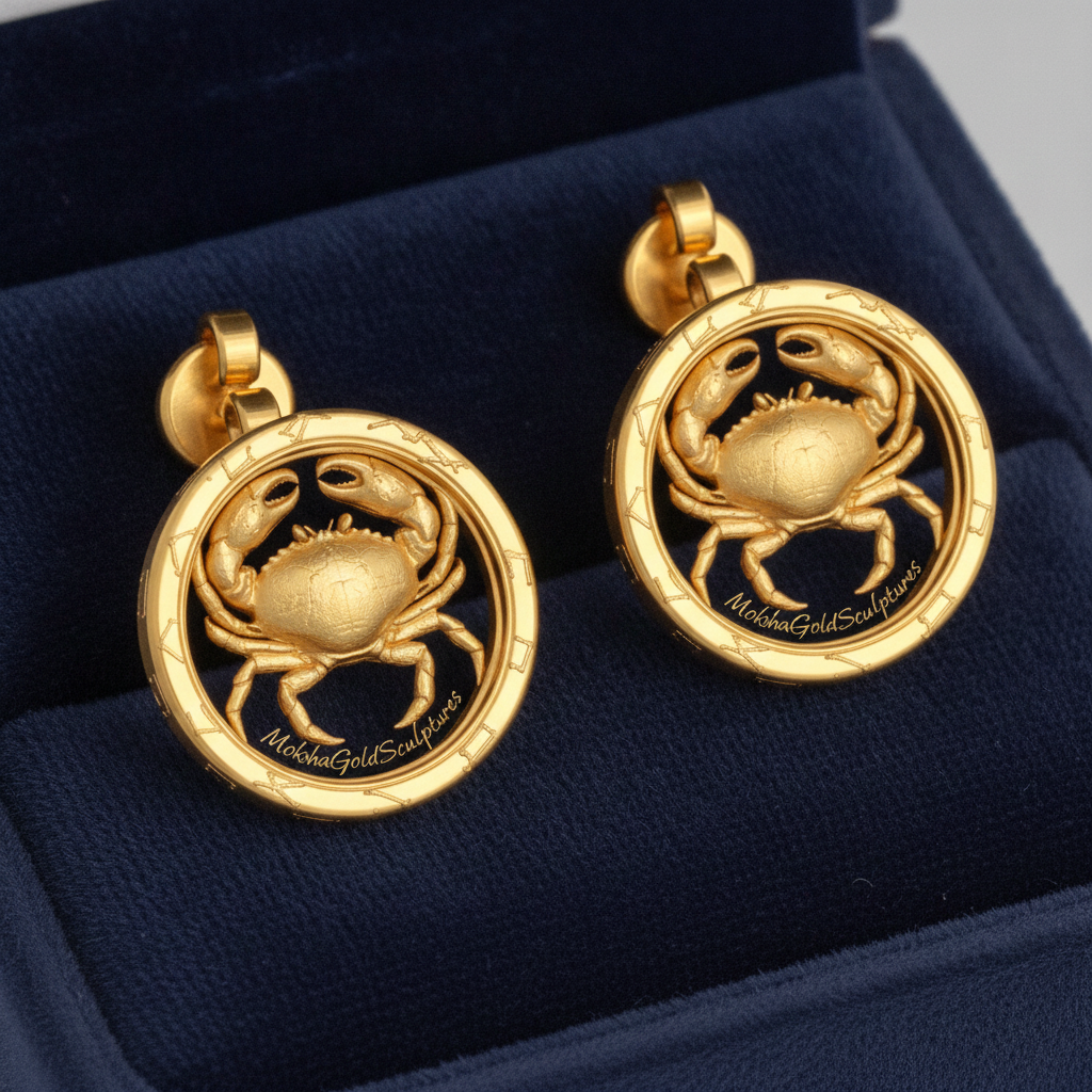 Cancer Zodiac Crab Stud Earrings, 18mm Astrology Earrings, Zodiac Constellation Studs, 9K Gold, Sterling Silver or Yellow Brass, Cancer Gift