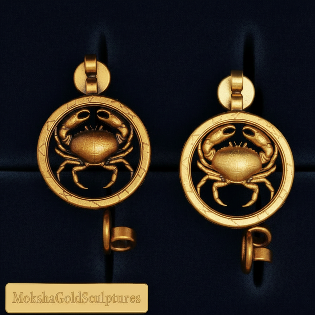 Cancer Zodiac Crab Stud Earrings, 18mm Astrology Earrings, Zodiac Constellation Studs, 9K Gold, Sterling Silver or Yellow Brass, Cancer Gift
