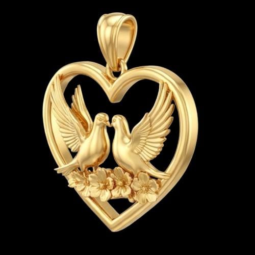 3D Dove Heart Pendant – Sterling Silver Love Necklace, Valentine's Gift