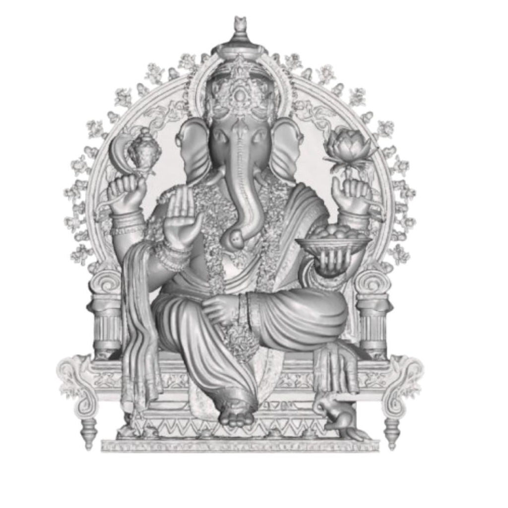 Lord Ganesh Bronze Statue with Modak & Blessing Gesture – Intricately Carved Divine Sculpture