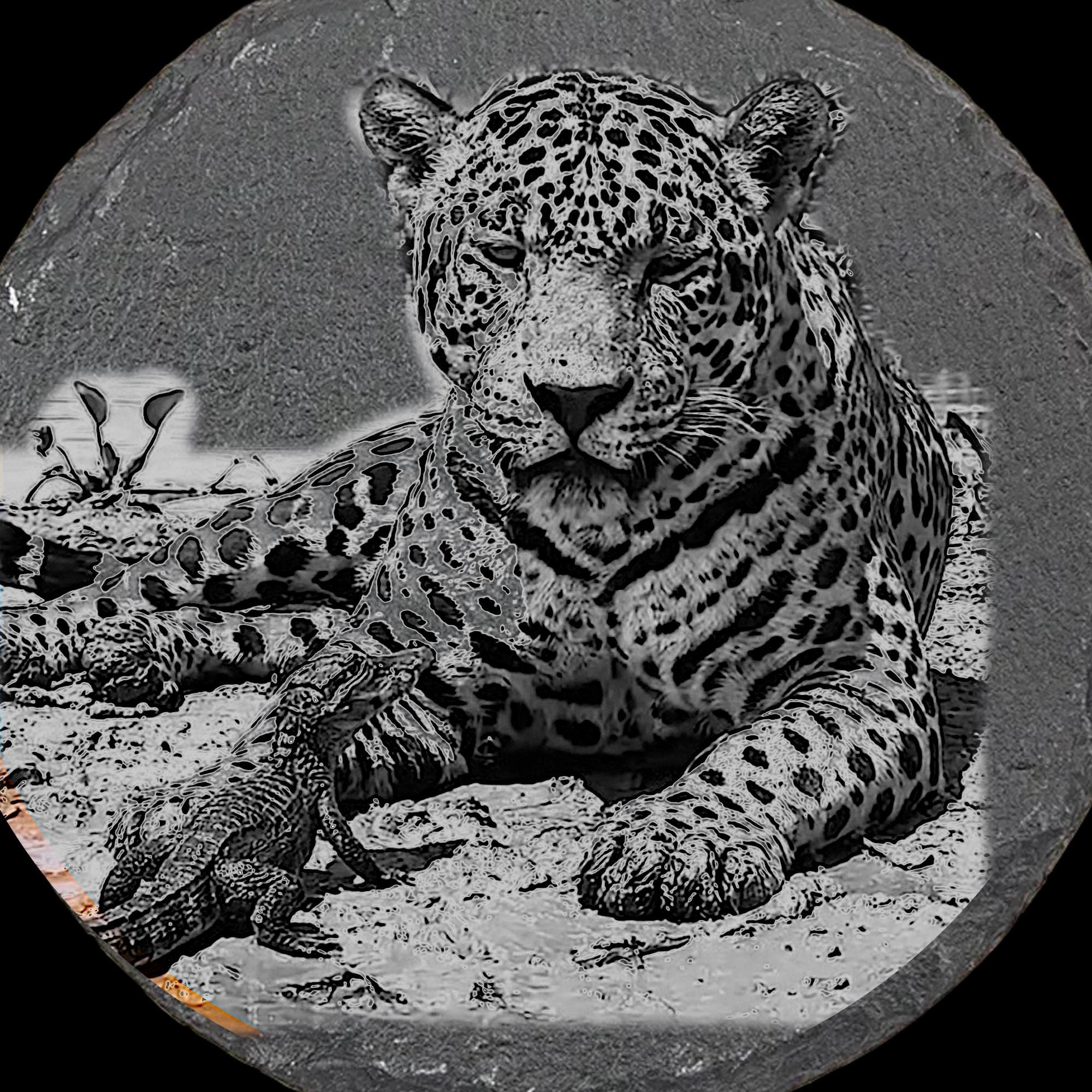 Leopard & Baby Crocodile PNG | Waterhole Scene | African Safari Wildlife | Laser Engraving Digital Download