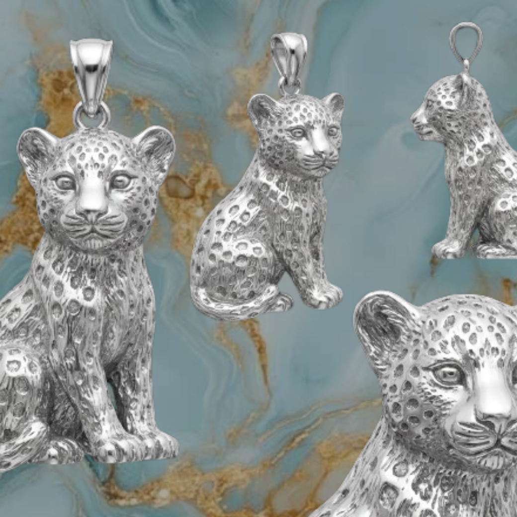 Leopard Cub Pendant – Solid 14K or 18K Gold – Luxury Wildlife Statement Jewelry