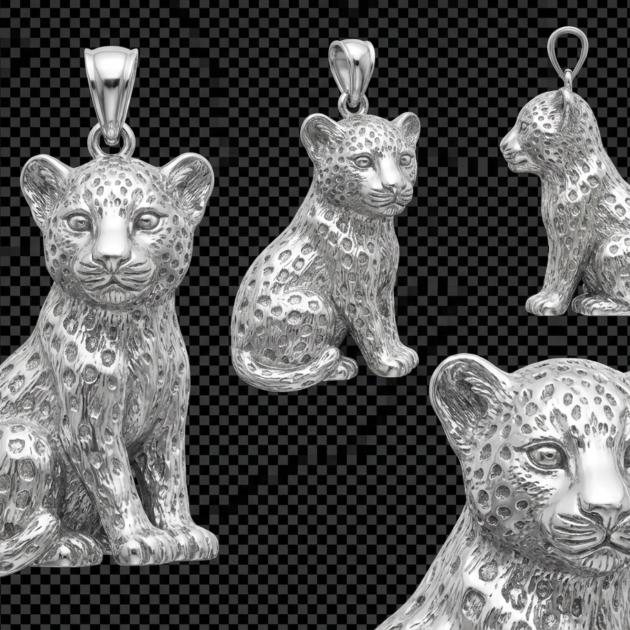 Leopard Cub Pendant – Gold, Silver & Brass Jewelry, Animal Charm, Gift for Wildlife and Jewelry Lovers