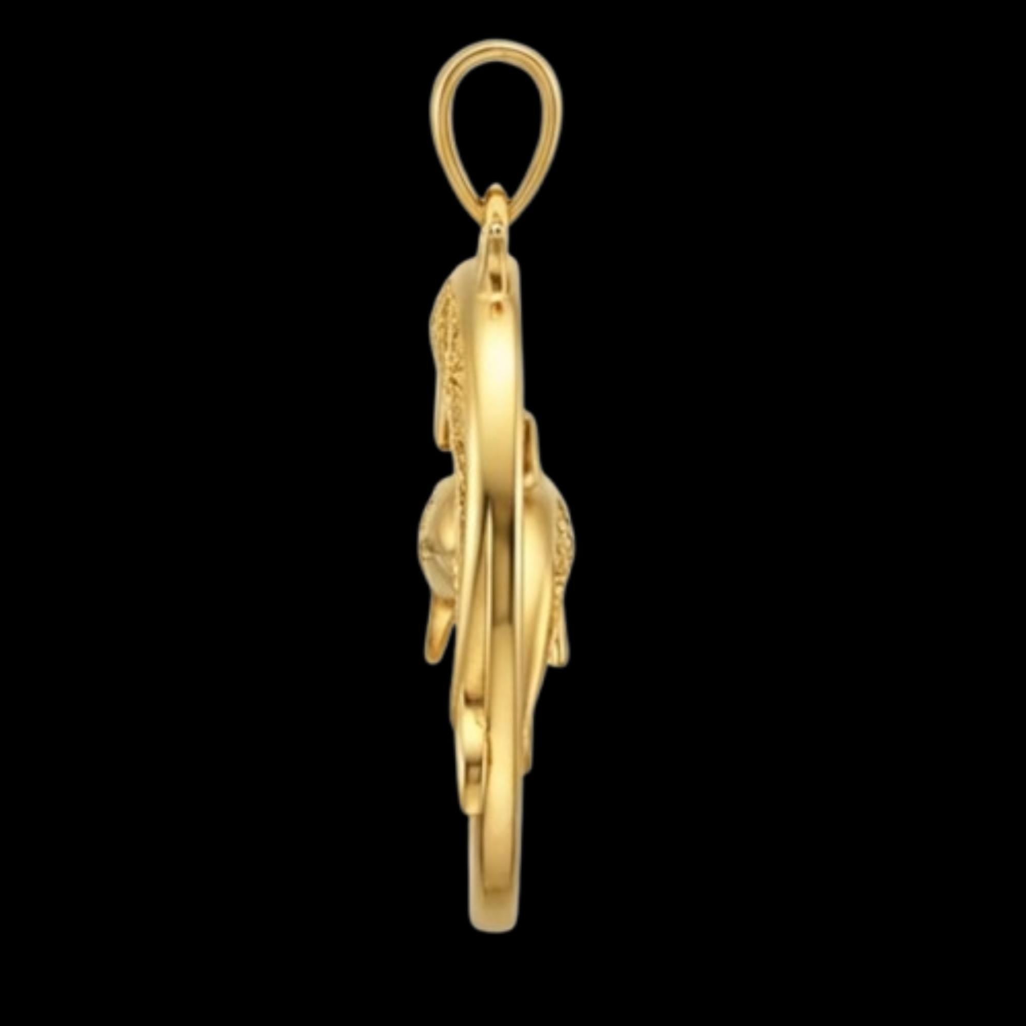 The Dolphin Pendant – gold or sterling silver circle necklace by MokshaGoldSculptures, sleek dolphin in side profile, high polish.