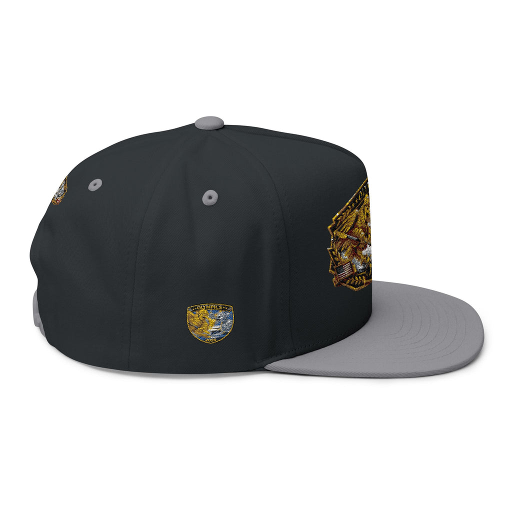 Embroidered 2020 Olympics Flat Bill Cap — Gold Laurel Athlete Patch