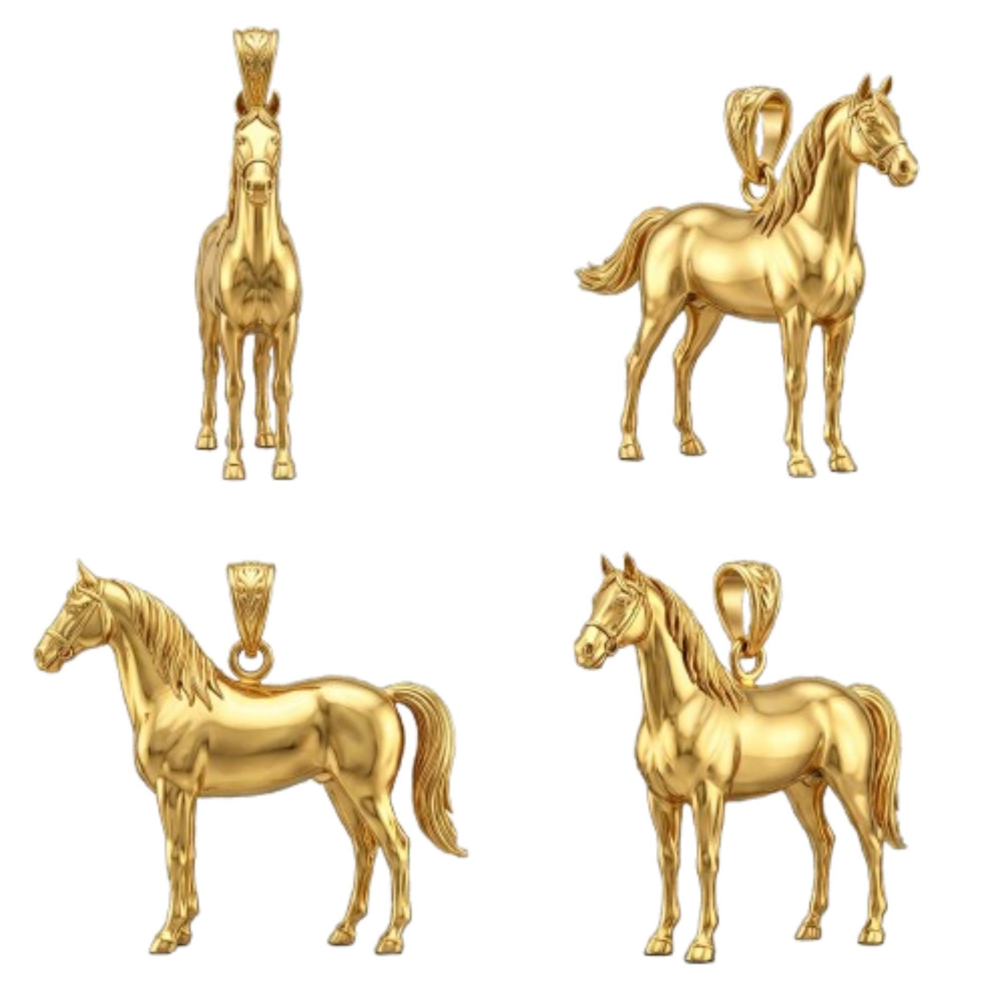 3D Horse Pendant Necklace – Gold or Sterling Silver Equestrian Jewelry