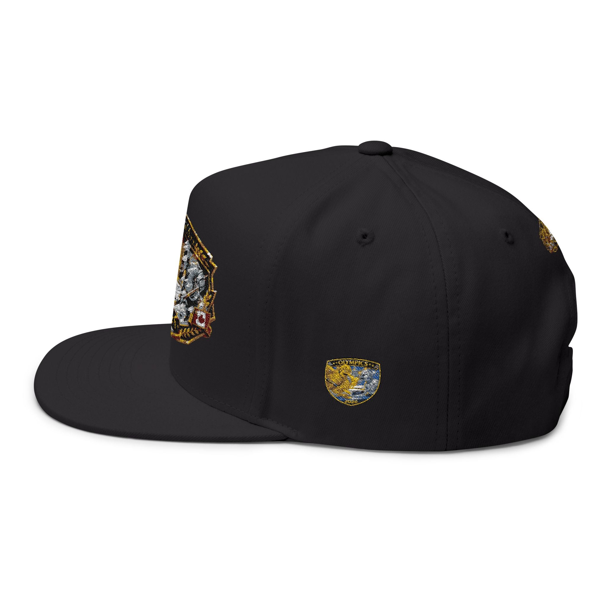 Embroidered 2020 Olympics Flat Bill Cap — Gold Laurel Athlete Patch