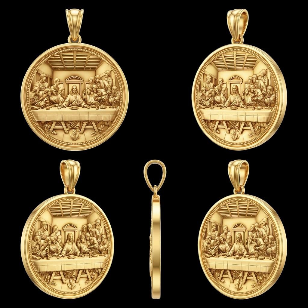 Last Supper Medallion Necklace – Religious Pendant in Gold or Sterling Silver, Christian Faith Jewelry