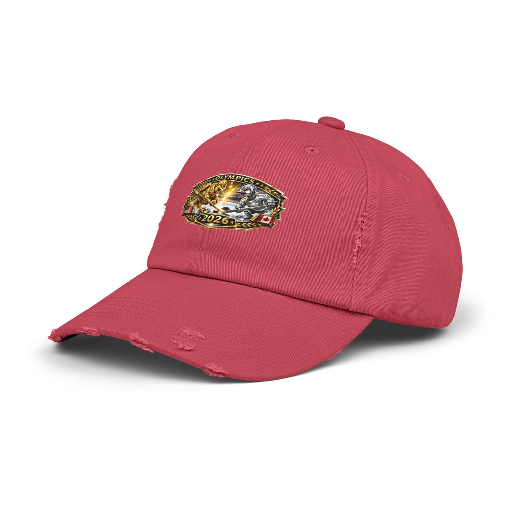 Distressed Baseball Cap — 2026 Olympic Crest Vintage Patch