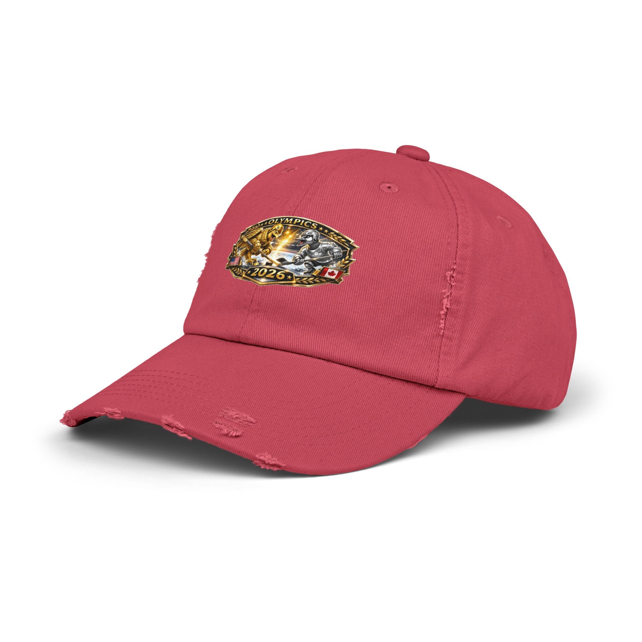 Distressed Baseball Cap — 2026 Olympic Crest Vintage Patch