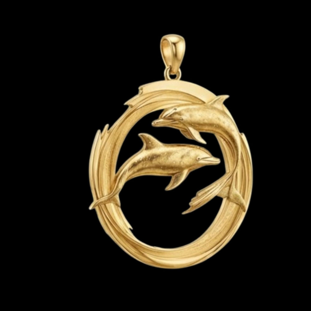 Gold Dolphin Pendant Necklace – Sterling Silver Ocean Jewelry