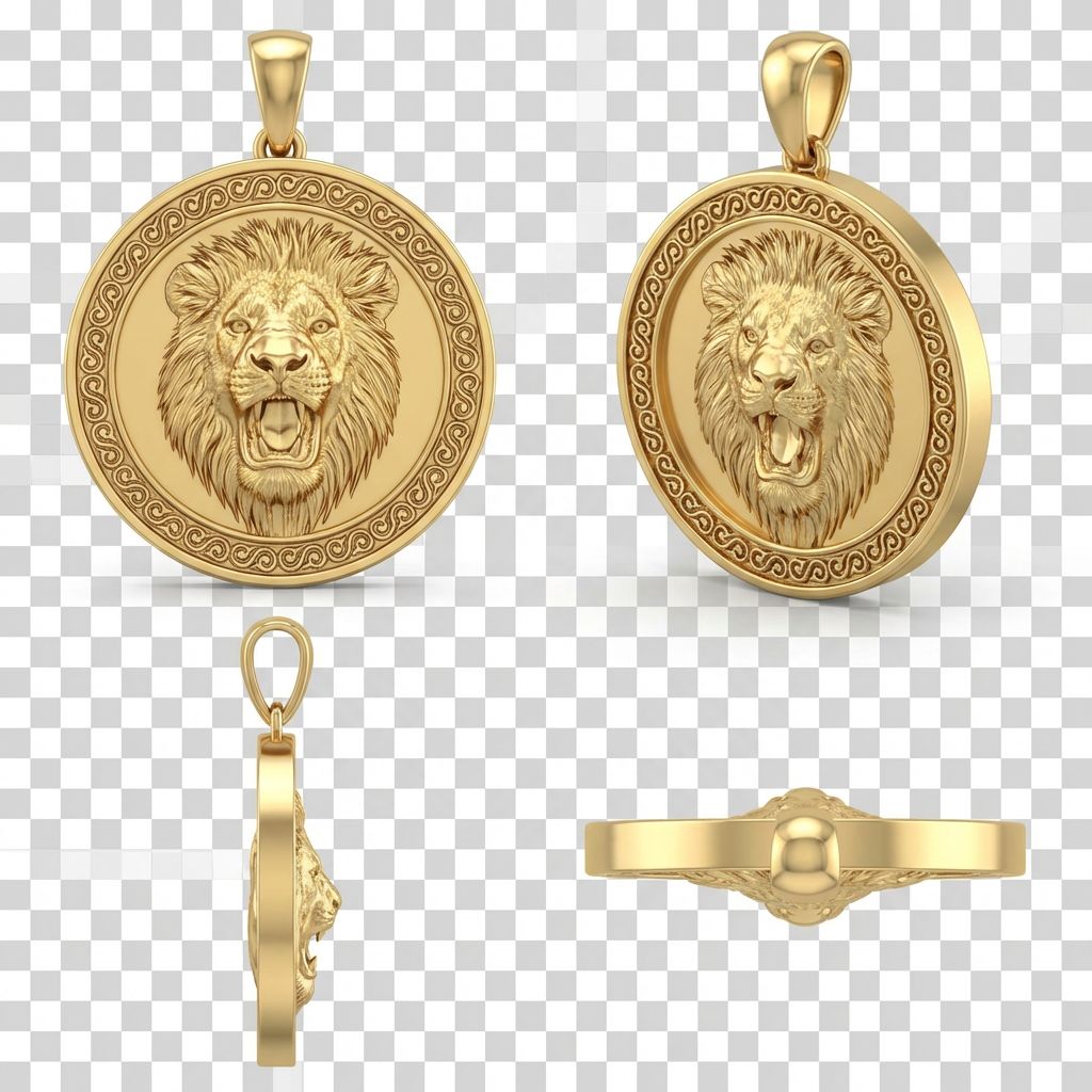 Lion Portrait Pendant Necklace in Gold or Sterling Silver – Regal Wildlife Jewelry, Powerful Animal Design for Collectors