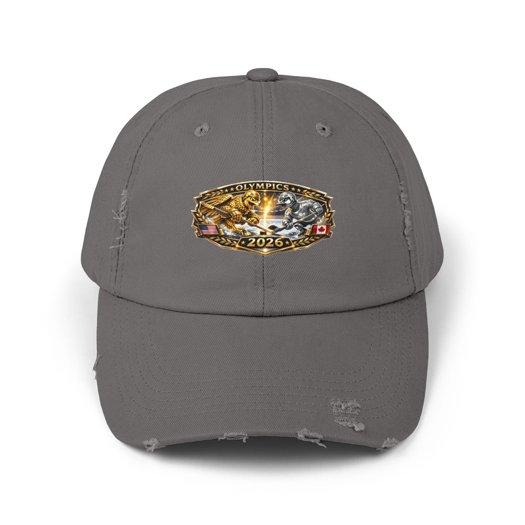 Distressed Baseball Cap — 2026 Olympic Crest Vintage Patch
