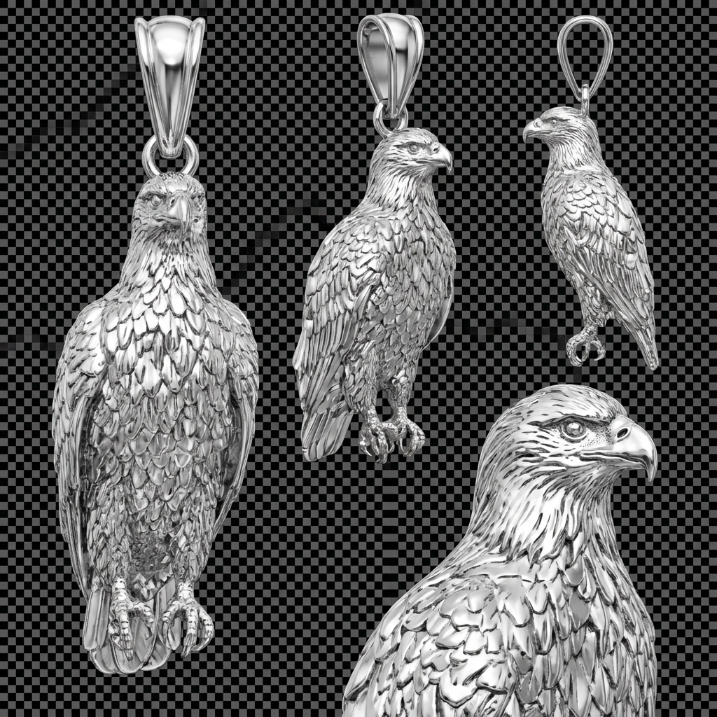 Bald Eagle Pendant with Bail – Gold, Silver & Brass Jewelry, Wildlife Animal Charm, Handmade Gift for Animal Lovers and Collectors