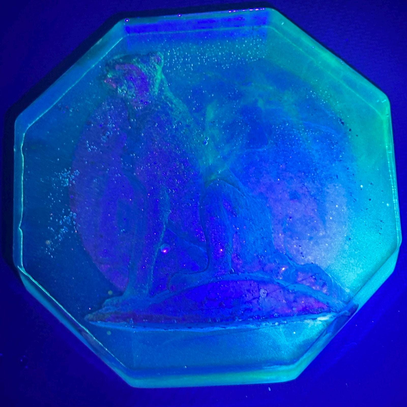 Hand-Painted Cheetah Resin Coaster, Glow-in-the-Dark Wildlife Art