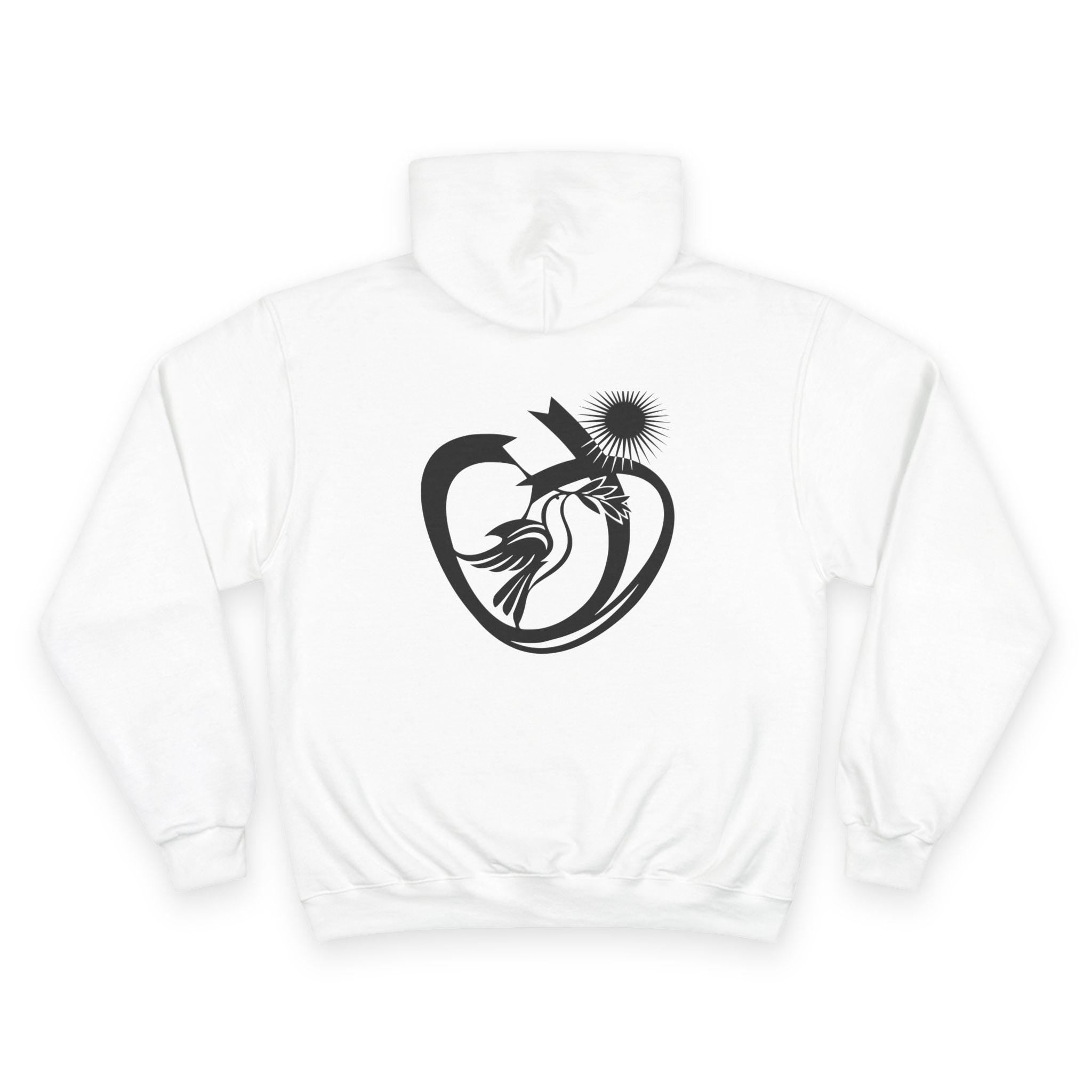 Abstract Heart Sunbird Hoodie | Minimal Monochrome Graphic