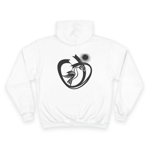 Abstract Heart Sunbird Hoodie | Minimal Monochrome Graphic