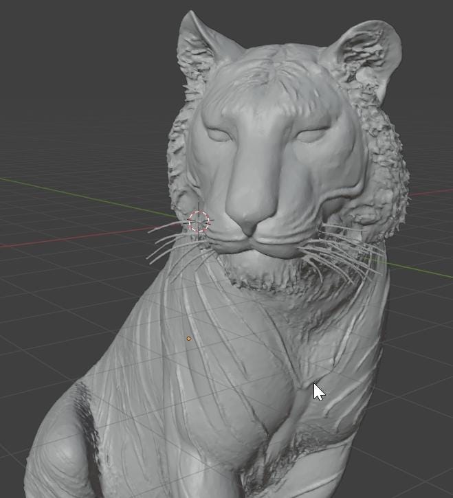 Tiger Sitting Sculpture Digital Download | Wildlife Tiger Art | 20cm Tiger Model | Instant Download