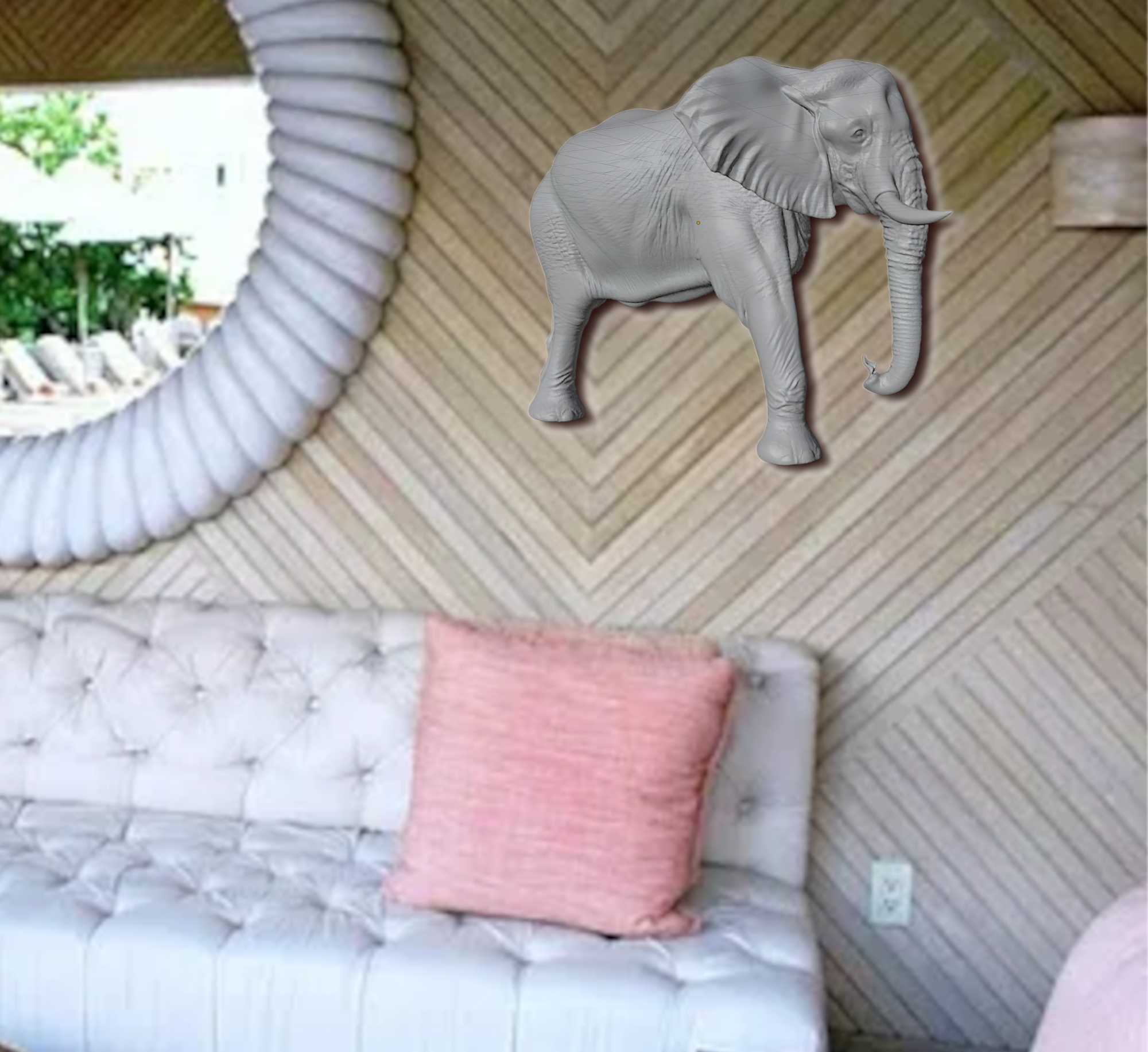Elephant Wall Mount 3D Print | Wildlife Wall Decor | PLA Grey Sculpture | Large Animal Wall Art | 250mm Elephant Relief