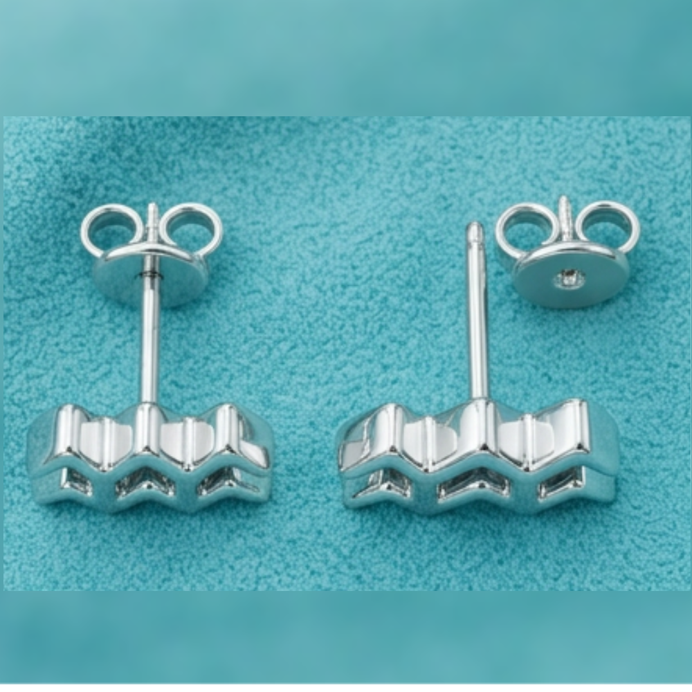 Aquarius Symbol Stud Earrings in Silver and Polished brass | Minimal Zodiac Earrings