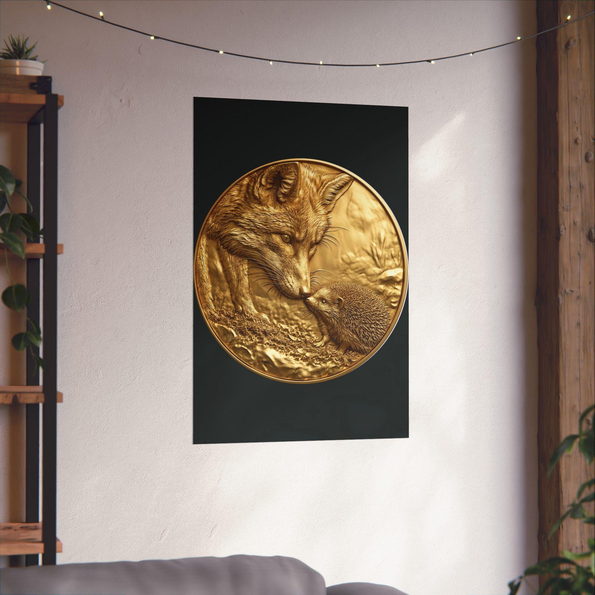 Gold Fox and Mole Print, Loving Wildlife Art