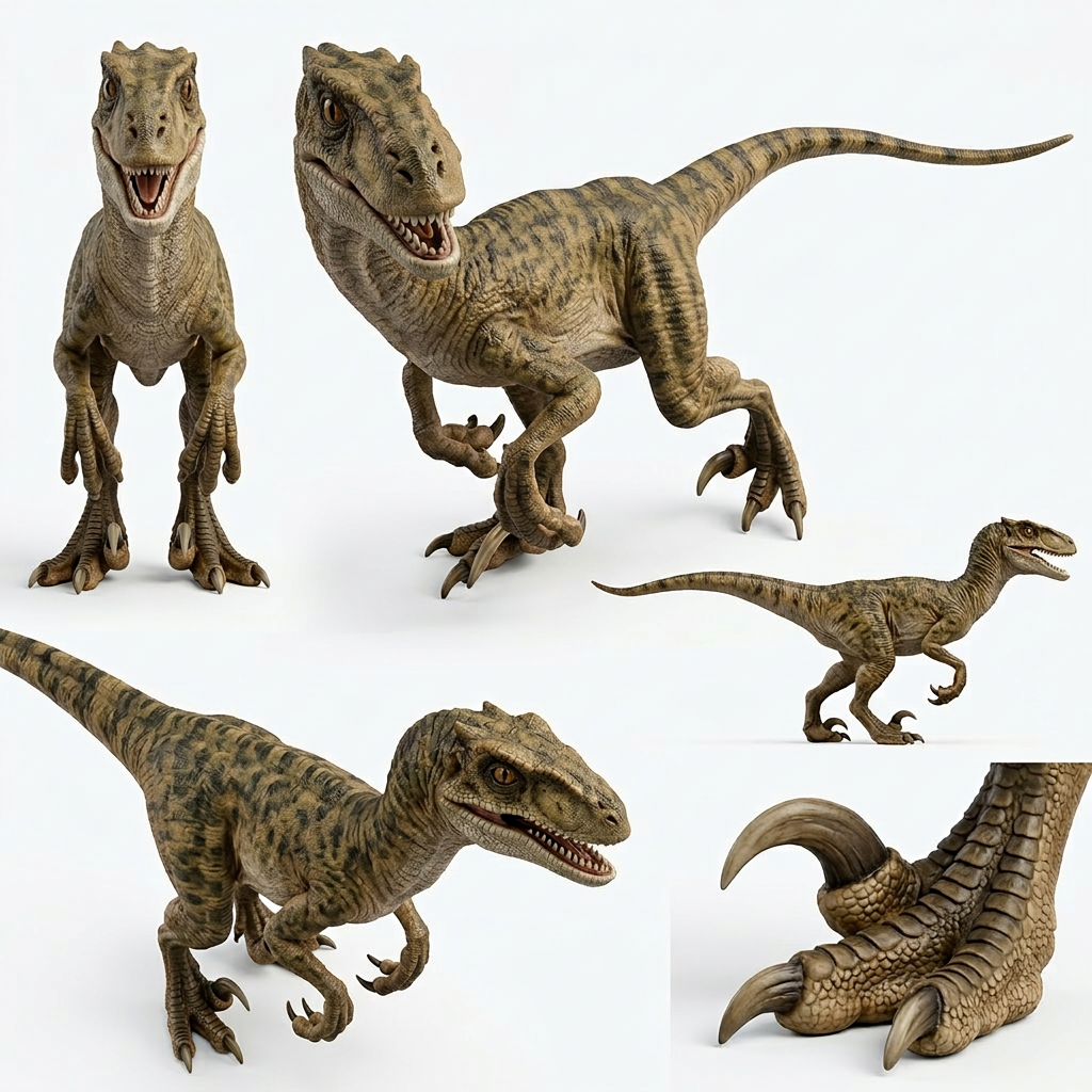 Velociraptor 3D Model – Dinosaur Sculpture | PLA / Smooth Nylon | Detailed Prehistoric Display Model | 130mm Collectible