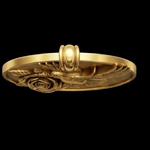 3D Dove & Rose Pendant - Romantic Sterling Silver Necklace