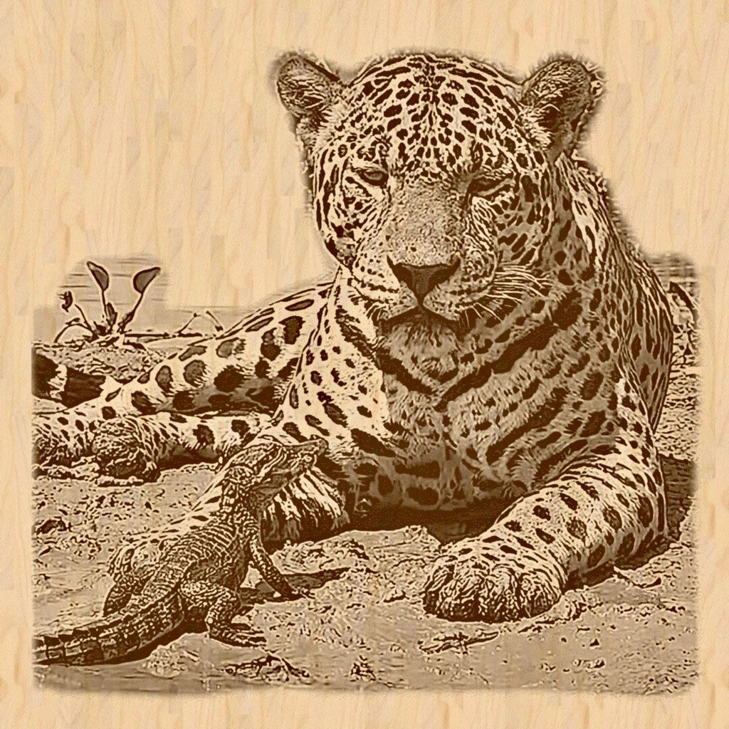 Leopard & Baby Crocodile PNG | Waterhole Scene | African Safari Wildlife | Laser Engraving Digital Download