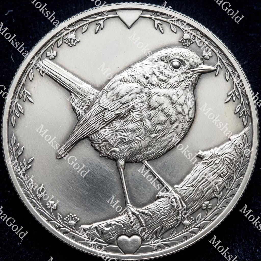 Robin Pendant Floral Engraving Design, Silver Jewelry (Digital Files)