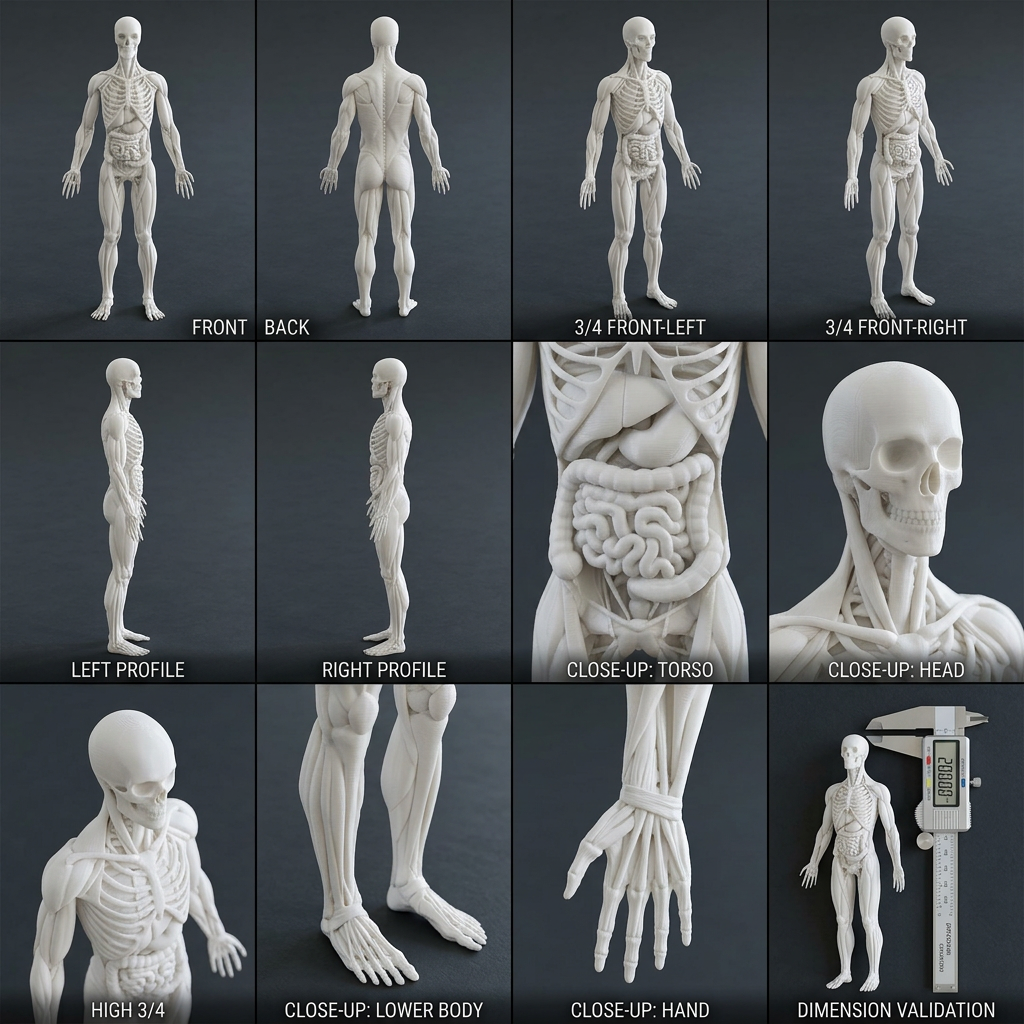 Human Anatomy Model 3D Print – Skeleton & Organs Figure | Educational Medical Model | PLA Nylon Resin | Desk Decor | Anatomy Gift