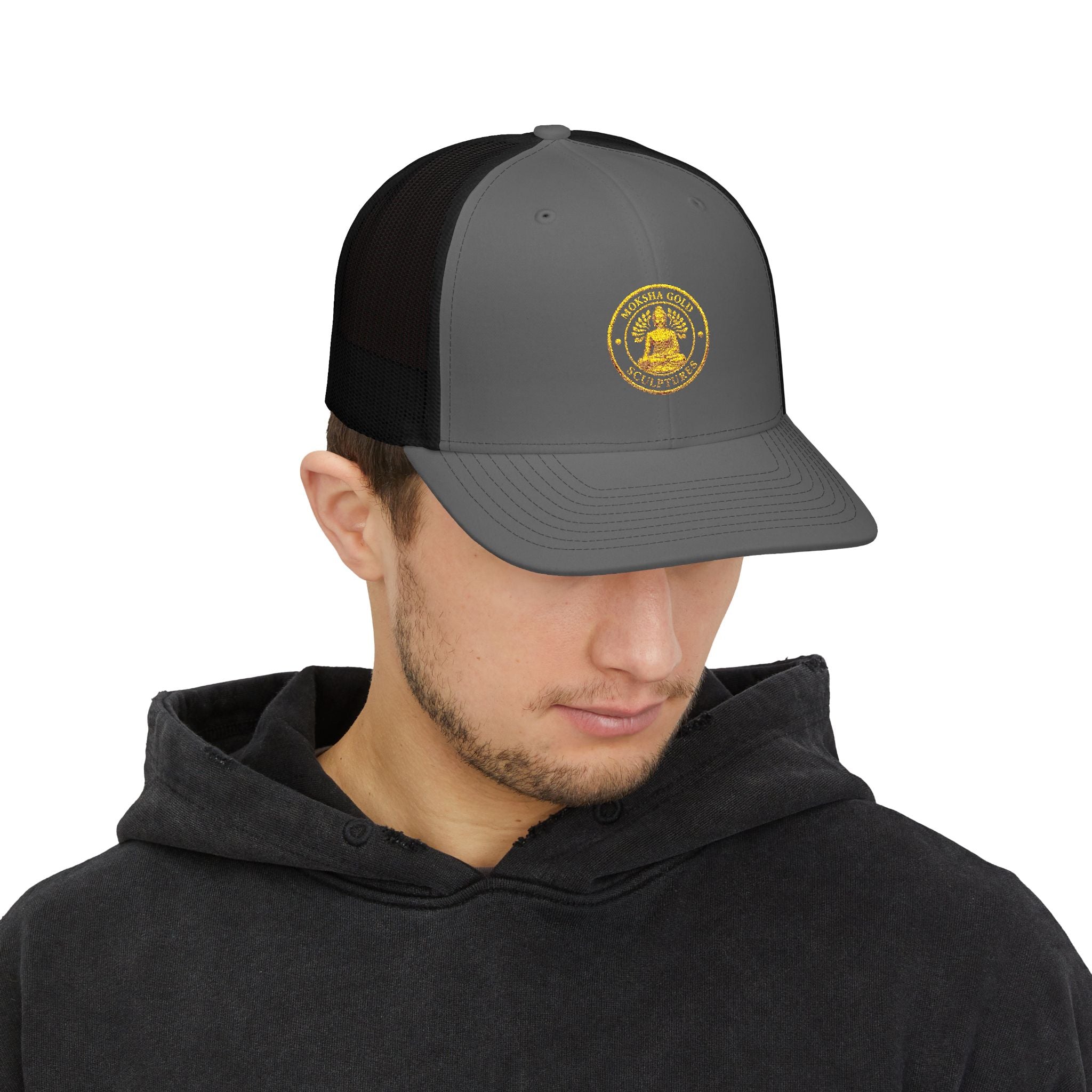 Embroidered Trucker Cap — Gold Seal Logo Snapback