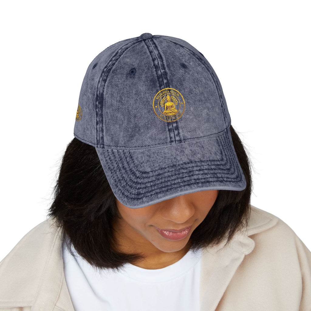 Vintage Embroidered Cap – Gold Seal Logo Hat