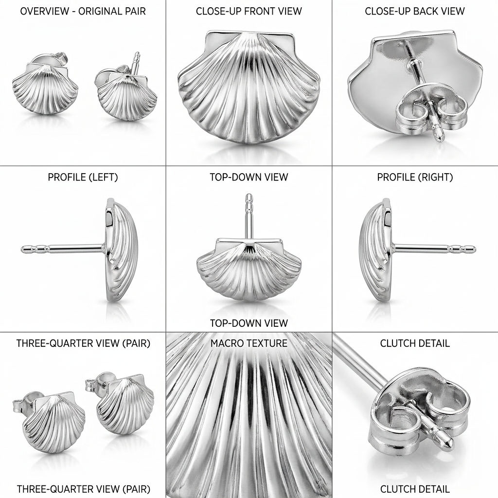 Silver and Bras Shell Stud Earrings, Seashell Earrings, Minimalist Beach Jewelry, Ocean Inspired Studs, Polished Brass Earrings, Summer Jewelry Gift