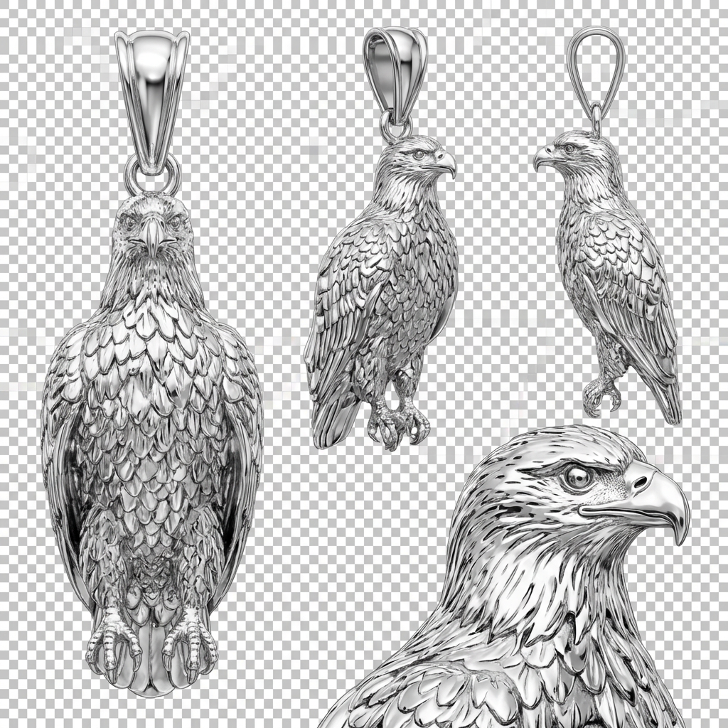 Bald Eagle Pendant with Bail – Gold, Silver & Brass Jewelry, Wildlife Animal Charm, Handmade Gift for Animal Lovers and Collectors