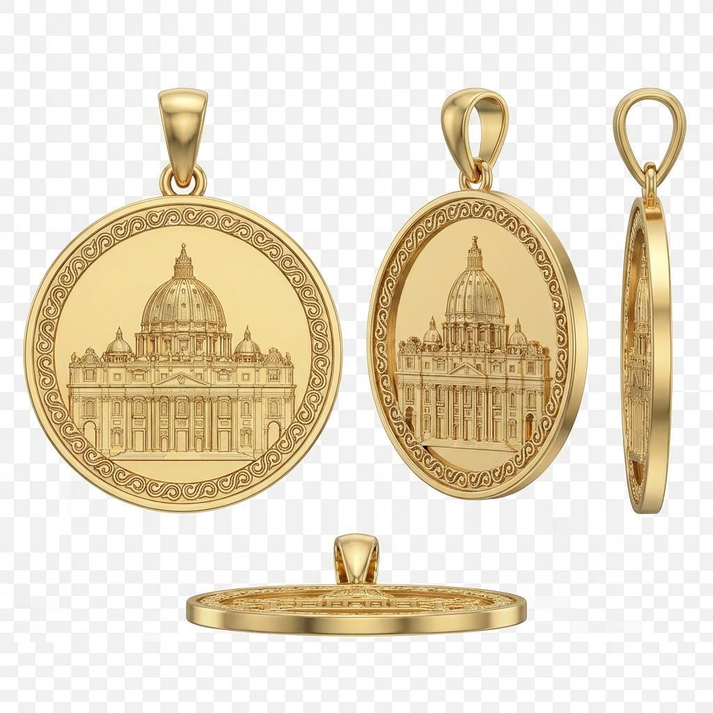 Elegant St. Peter’s Basilica Necklace Pendant – Vatican Landmark Jewelry