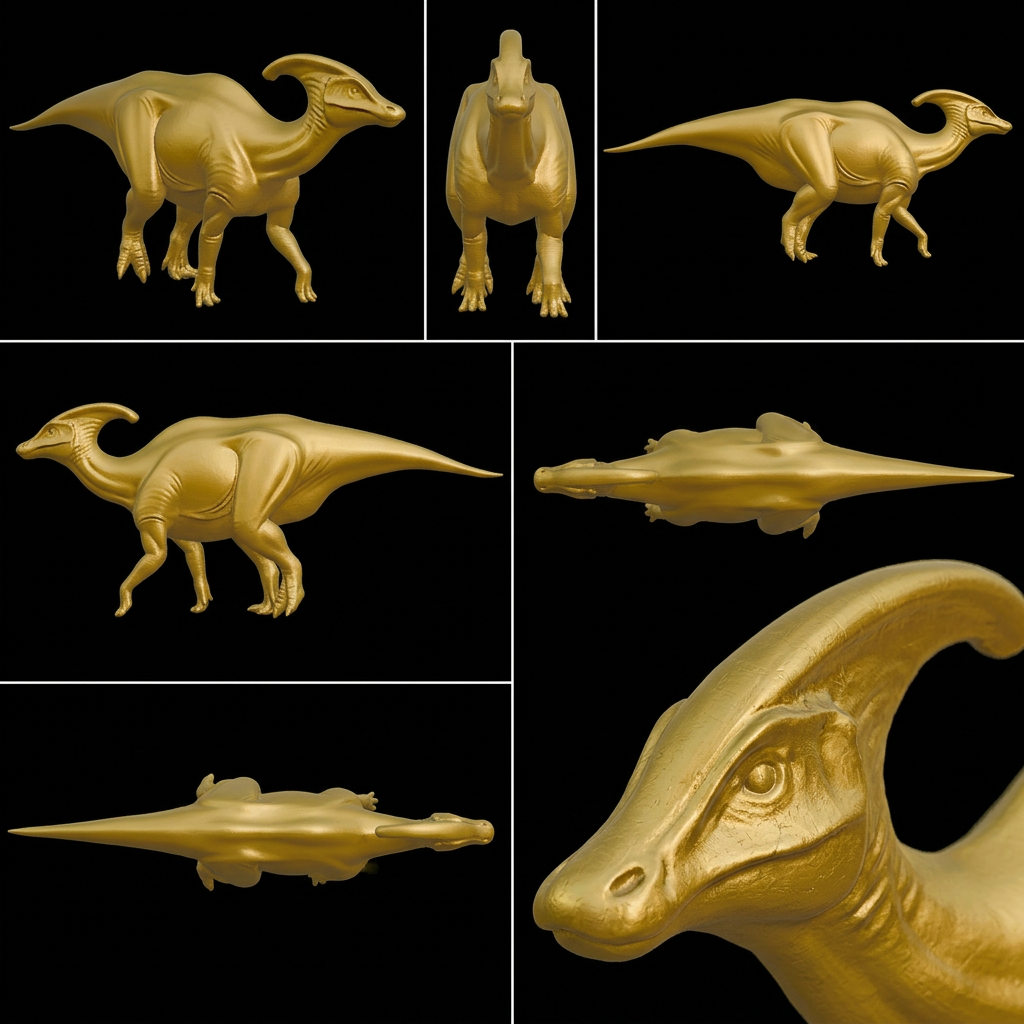 Parasaurolophus Dinosaur 3D Print (130mm) – Detailed Crest Dino Model – PLA, Nylon, Resin, TPU – Free Shipping