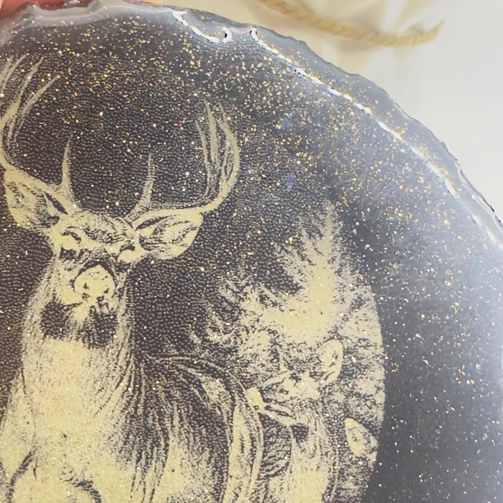 Pheasant Slate Coaster Engraved Natural Stone Epoxy Resin Finish