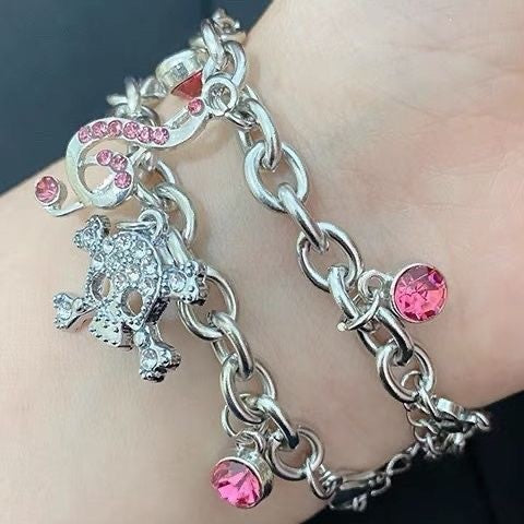 Y2K Skull Bracelet - Gothic Cool Girl Edgy Statement Jewelry