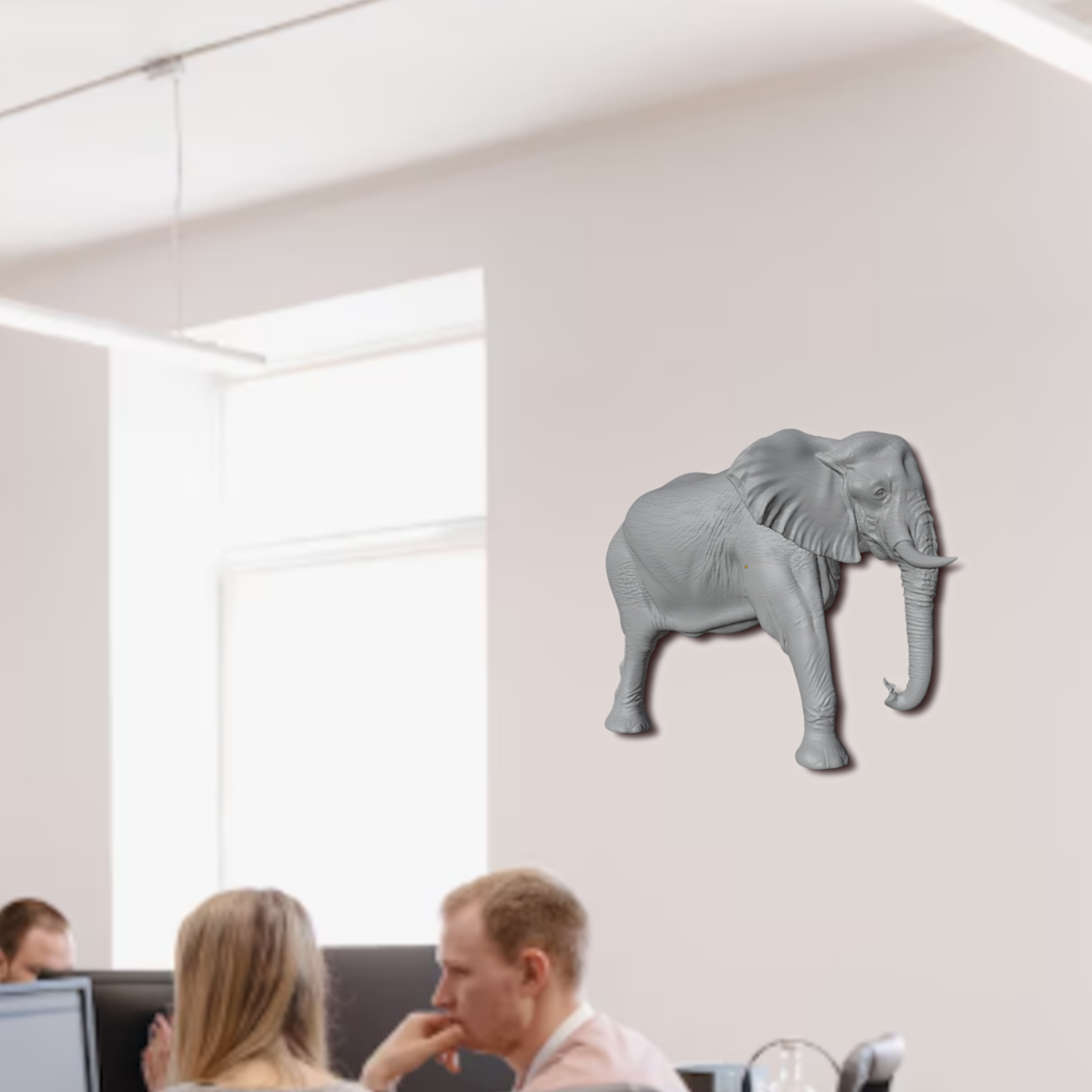 Elephant Wall Mount 3D Print | Wildlife Wall Decor | PLA Grey Sculpture | Large Animal Wall Art | 250mm Elephant Relief