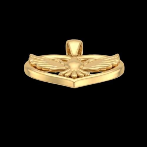 18K Gold Dove Pendant, 3D Heart Valentine's Gift