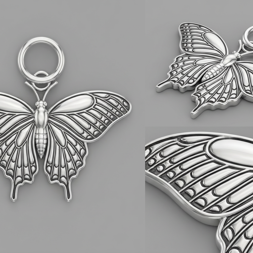 Black Swallowtail Butterfly Pendant – 23x20x5mm – Available in Gold, Silver & Brass