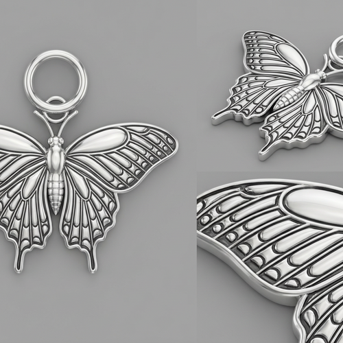 Black Swallowtail Butterfly Pendant – 23x20x5mm – Available in Gold, Silver & Brass