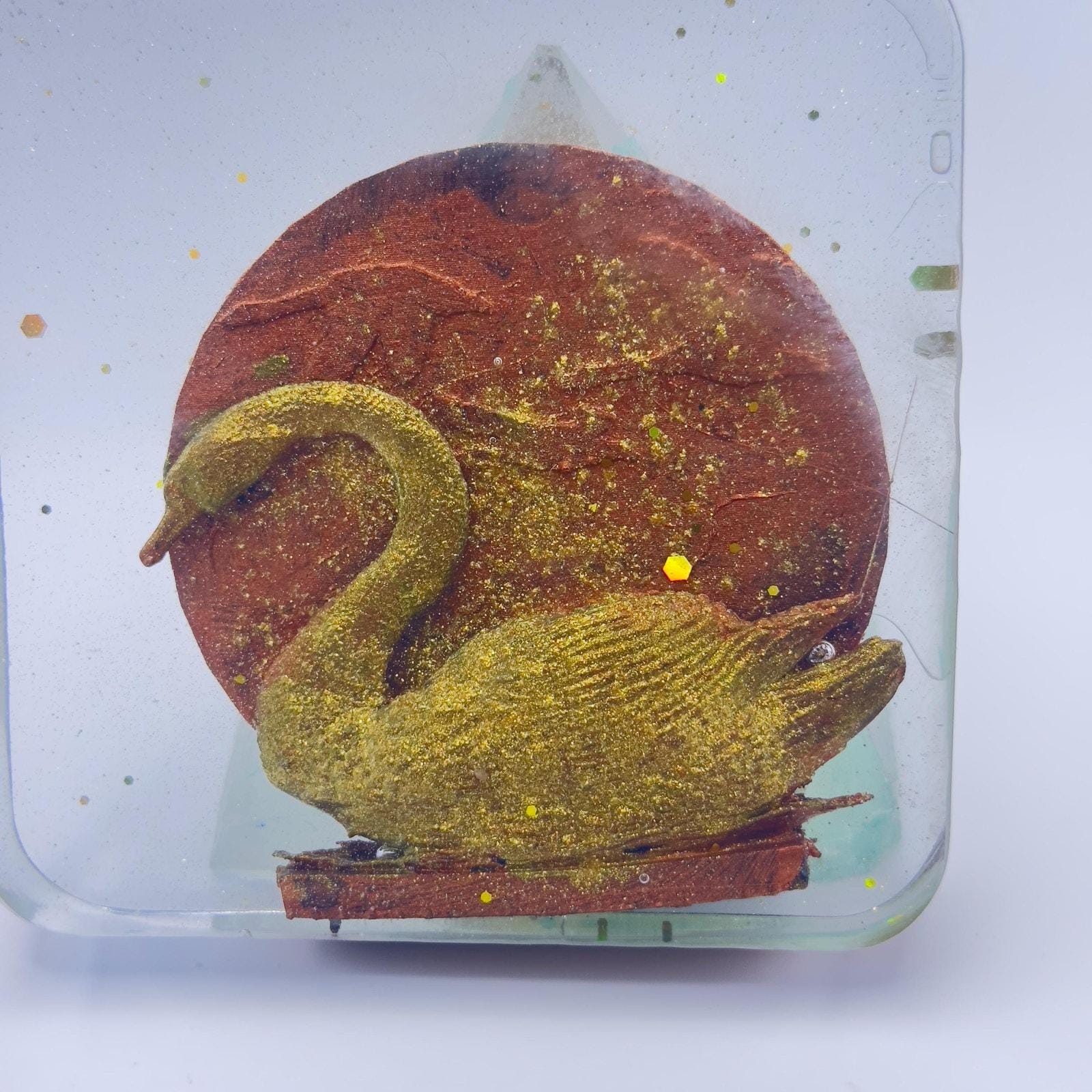 Handmade Swan Resin Coaster Set | Elegant Home Decor