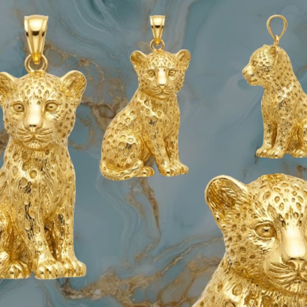 Leopard Cub Pendant – Solid 14K or 18K Gold – Luxury Wildlife Statement Jewelry