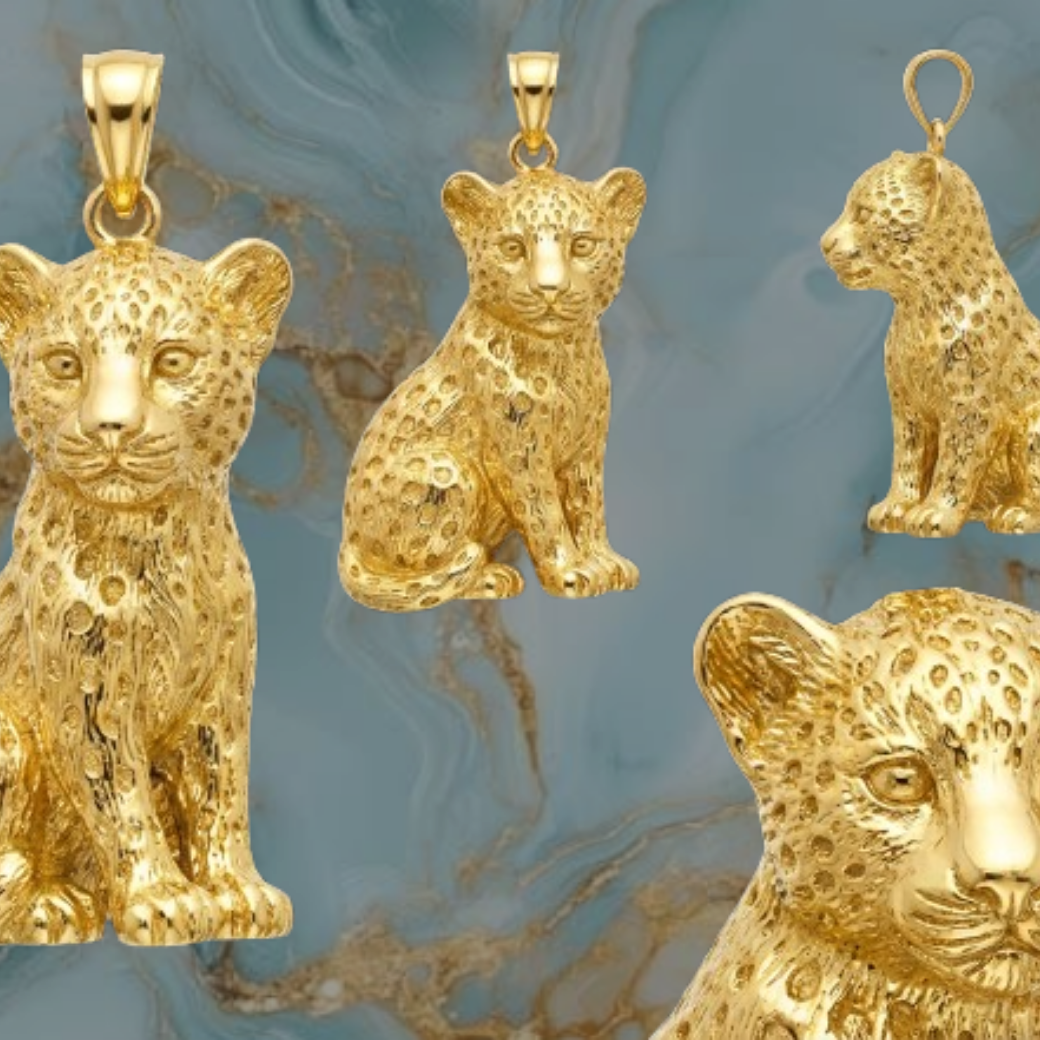 Leopard Cub Pendant – Solid 14K or 18K Gold – Luxury Wildlife Statement Jewelry